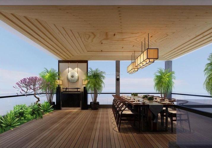 新中式风格家居设计别墅阳台装信通网效果图
