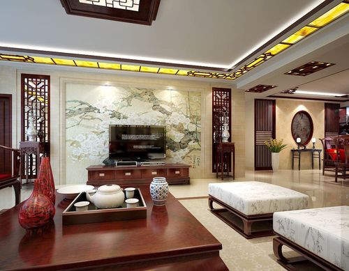 现代中式客厅装饰画电视墙装修效果图大全