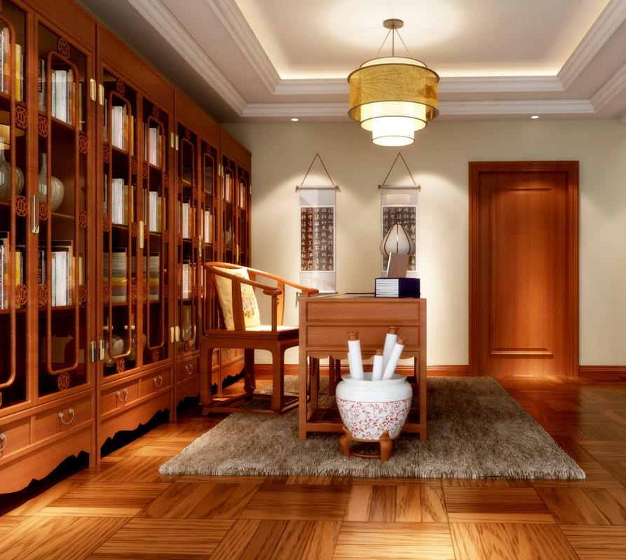 别墅中式书房装修效果图片