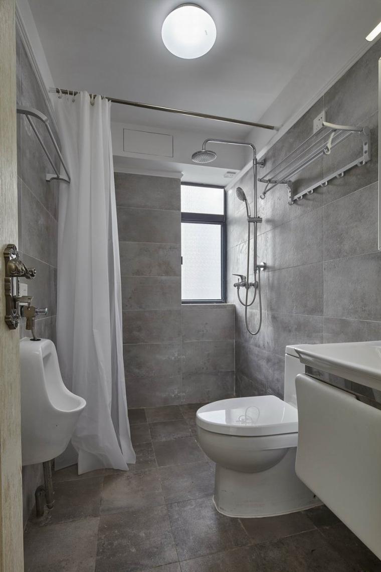 灰色系卫生间瓷砖铺装效果图浴室帘图片