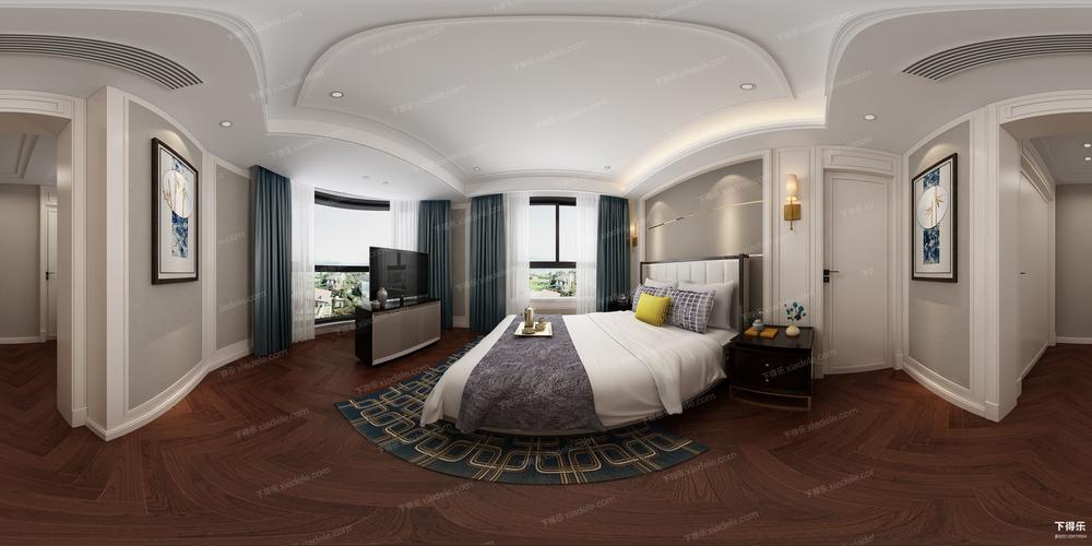 新中式卧室全景图id300799043d模型