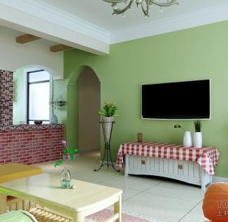 田园风格浅绿色电视背景墙装修效果图44