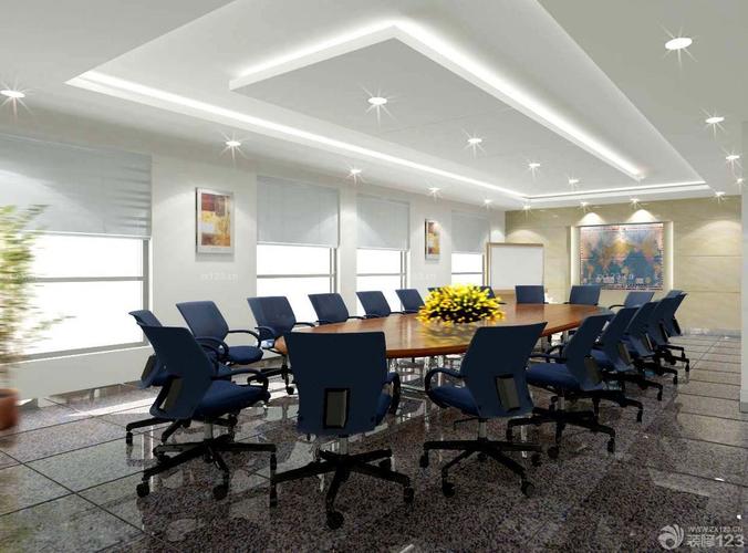 小型会议室办公室吊顶灯家具装修效果图2020最新办公室家具美式沙发