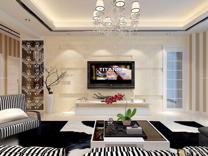 时尚家庭客厅电视背景墙装修效果图片