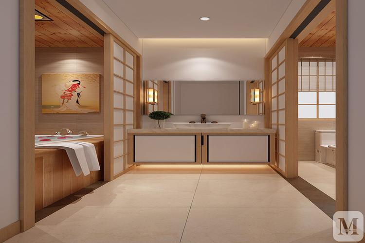 日式卫生间浴缸装修效果图