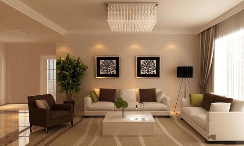 休闲沙发椅落地灯茶几现代简约风格客厅沙发背景墙装修效果图