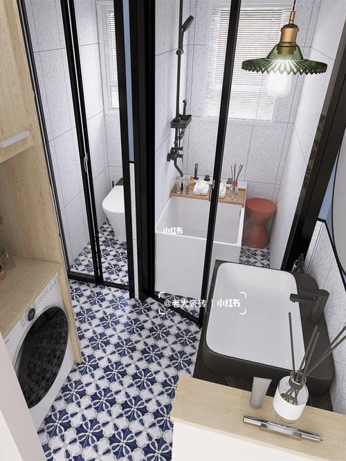 5平米干湿分离设计卫生间装修设计推拉门瓷砖水磨石卫生间干湿