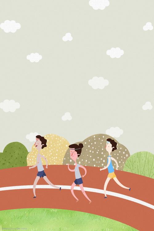 卡通手绘秋季运动会跑步比赛插画海报背景
