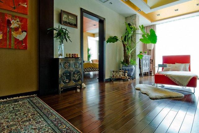 复古东南亚家居木地板装饰效果图36