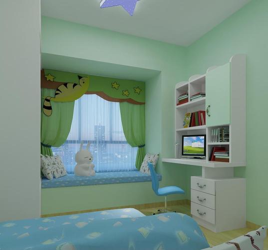 室内家装儿童房飘窗窗帘装修效果图