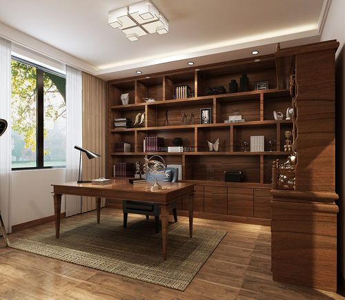 2022书房现代简约实木家具装修效果图