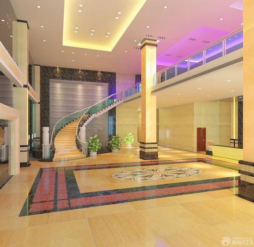 绚丽时尚酒店大堂楼梯设计案例装信通网效果图