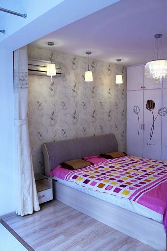 现代简约风格50以下一室一厅卧室床装修效果图