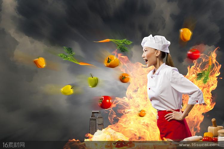 发怒怒火冲天的女性女性女性厨师美女厨师魔幻厨房厨房创意美食创意