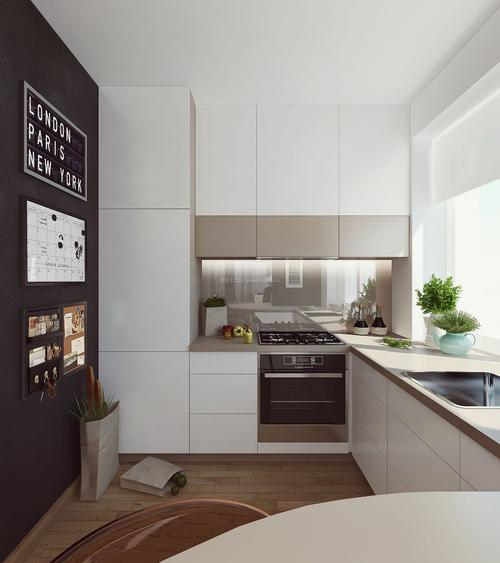 2018小户型开放式厨房简约白色橱柜装修效果图