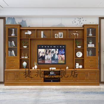 电视柜整墙实木电视柜组合墙柜中式现代简约客厅小户型整体背景墙影视