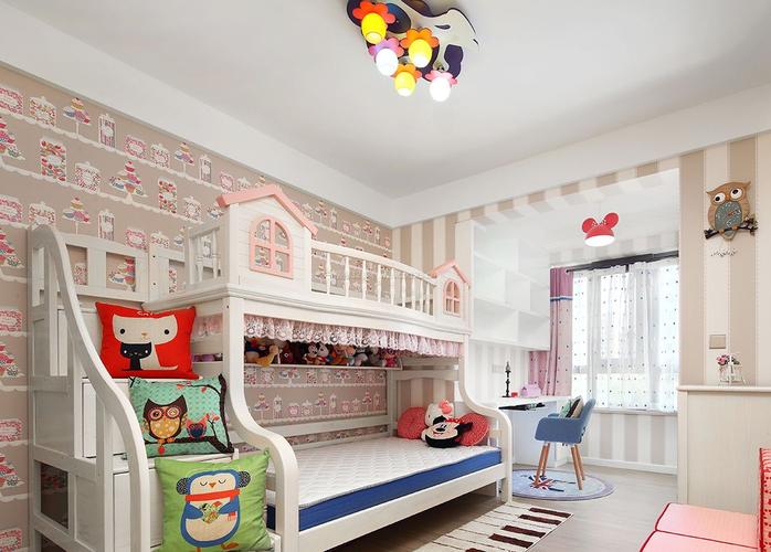 2017欧式家居儿童卧室高低床装修效果图片
