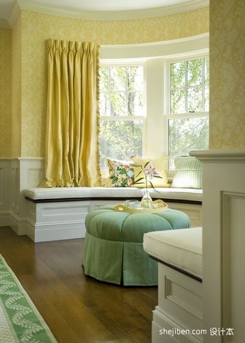 2013欧式风格别墅窗台窗户窗帘花纹墙面装修效果图片