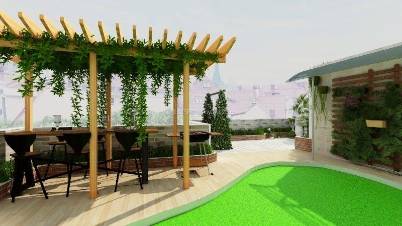 2022私家楼顶花园休闲阳台设计效果图