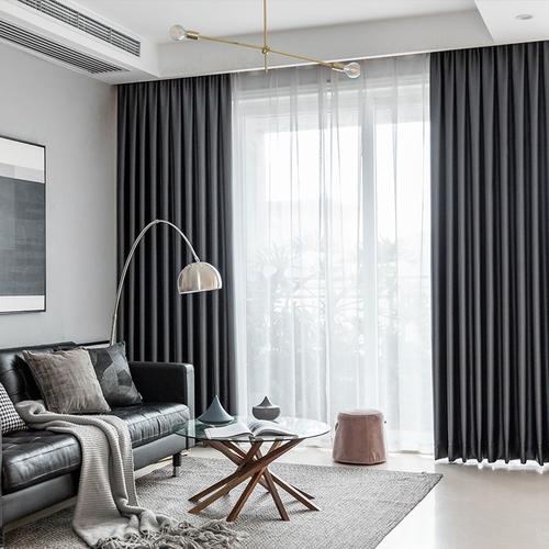 遮光轻奢深灰色2020年新款流行简约现代客厅卧室定制窗帘