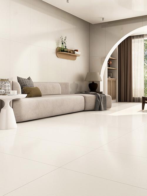 微水泥瓷砖客厅地砖哑光地板砖纯奶白素色现代简约卫生间墙柔光砖