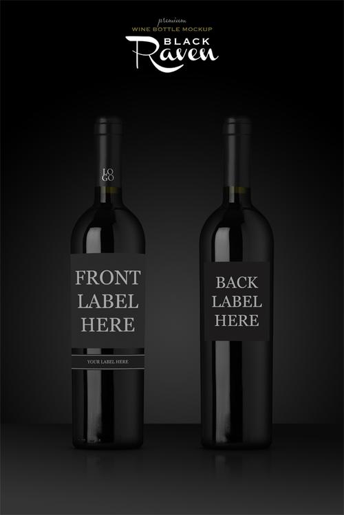 包装设计所需点数0点关键词黑色背景下的红酒瓶贴设计效果模板免费