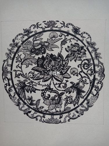 传统图案装饰花纹黑白手绘