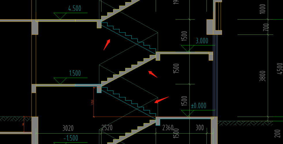 三跑楼梯水平投影面积怎么计算