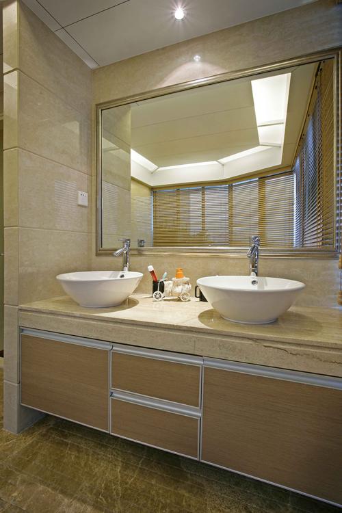 2018现代中式卫生间洗脸盆柜组合装修效果图片