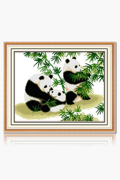 十字绣棉线新款客厅新款十字绣画印花国宝熊猫动物可爱卡通系列