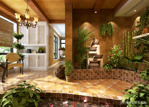 160平美式田园竟做出一个室内花园功能区欧式豪华功能区设计图片赏析