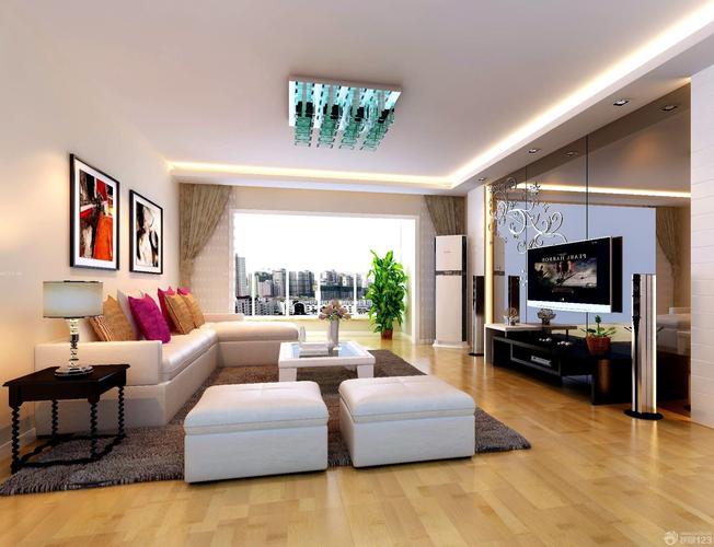 现代风格样板房95平米三居室客厅装修效果图设计