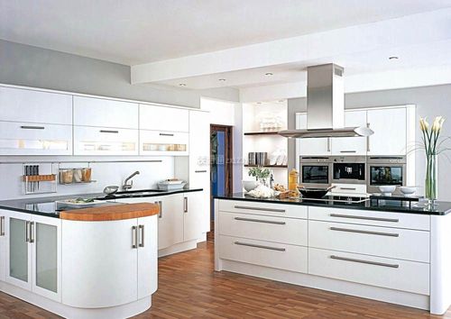 白色北欧风格开放式厨房板式橱柜设计图片