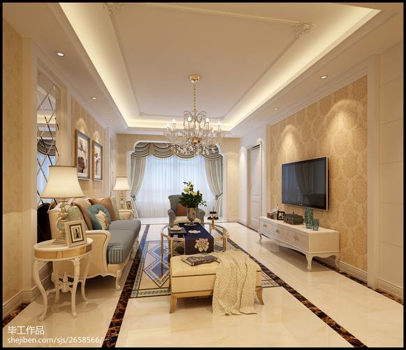 热门大小90平欧式三居客厅装修设计效果图设计图片赏析