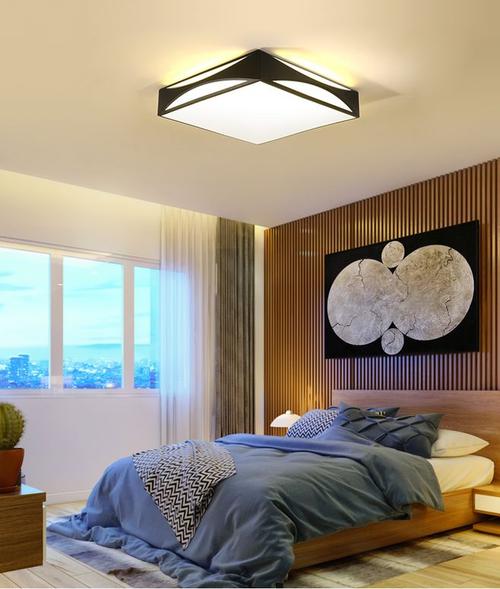 正方形卧室灯温馨浪漫后现代简约房间灯创意个性几何led吸顶灯