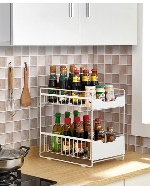 厨房厨柜置物架落地式铁艺分隔调料清洁洗调剂多层整理储物架子