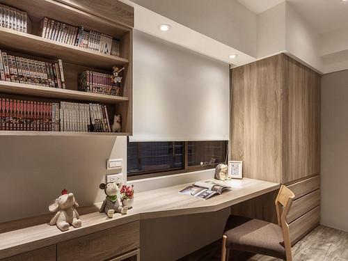 97平米北欧风格三室书房装修效果图书柜创意设计图