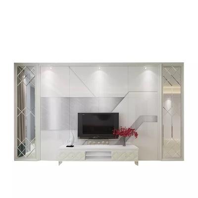 简欧微晶石电视背景墙瓷砖简约现代客厅造型影视墙边框装饰3d立体