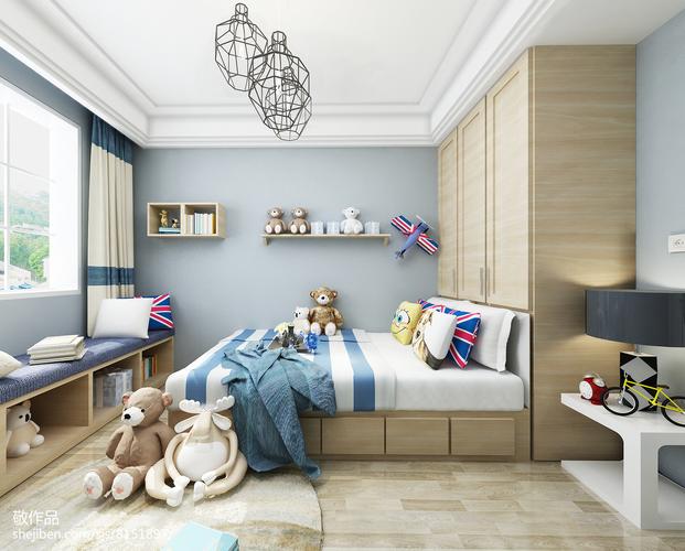 热门90平方三居儿童房现代装修效果图卧室现代简约卧室设计图片赏析