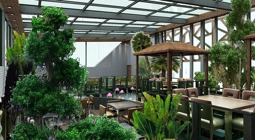 生态园林餐厅室内模拟水泥树施工生态园林建设农舍设计