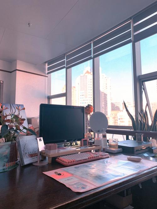 69办公室布置传统国企粉色系办公桌