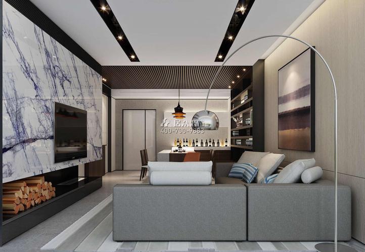 香山美墅三期150平方米现代简约风格平层户型客厅装修效果图