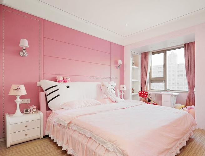 家装卧室粉色背景墙装修效果图