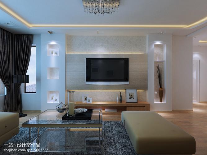 家装现代客厅电视墙设计效果图