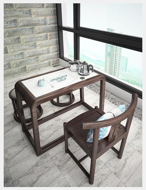 阳台茶桌椅组合实木茶桌家用小茶台小型泡茶桌现代简约简易小茶桌