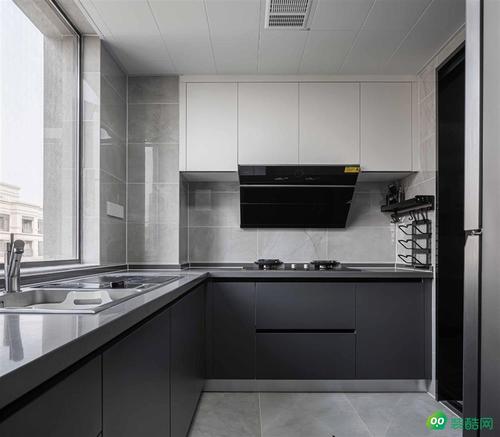 高级黑白灰冷淡风现代两室两厅一卫装酷网装修效果图