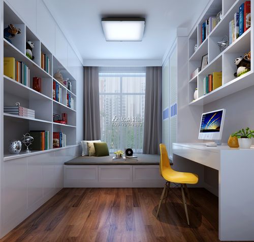 华盛西荟城4期89平方米欧式风格平层户型卧室书房一体装修效果图