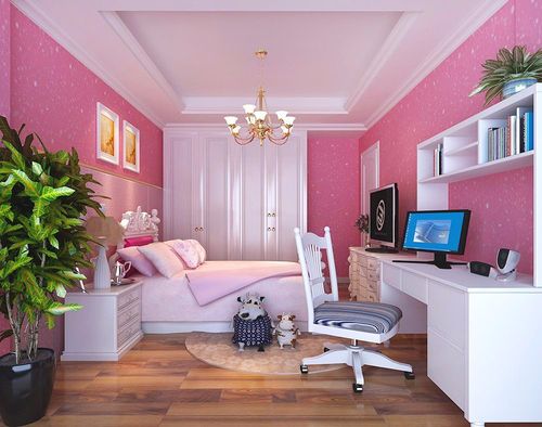 粉色儿童房背景墙装修效果图丽维家家装图库