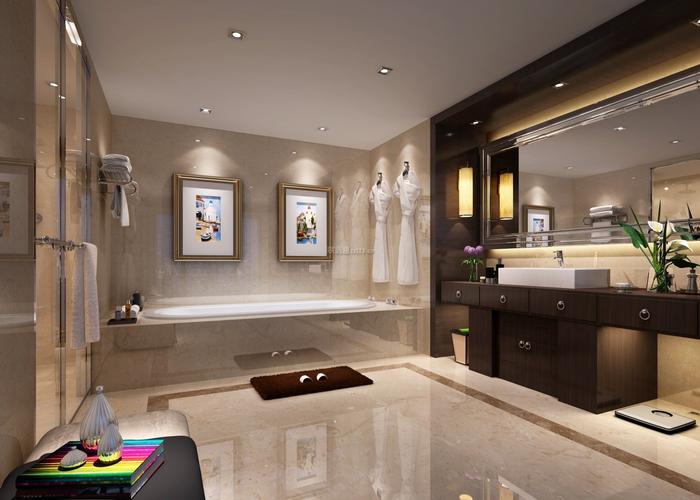 高档浴室装修设计3d效果图片