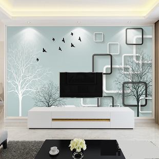 客厅北欧电视背景影视墙壁画简单大气壁纸墙布装饰3d5d8d立体墙纸